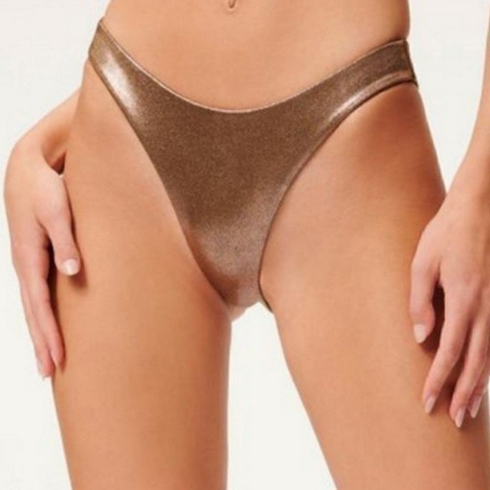 Good American Reversible Better Bikini Bottoms Cheeky Foil Mocha Size 2 Medium